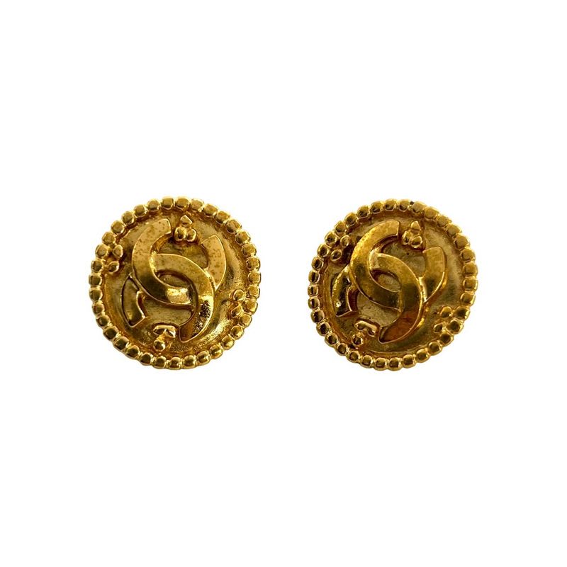 Chanel Vintage Coco Mark Motif GP Earrings Ear Cuff Accessory 96A