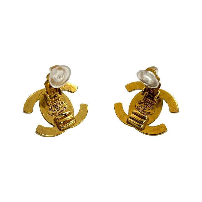 Chanel Vintage Coco Mark Motif GP Earrings Ear Cuff Accessory Gold 96P