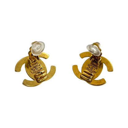 Chanel Vintage Coco Mark Motif GP Earrings Ear Cuff Accessory Gold 96P