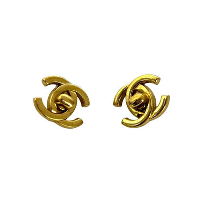Chanel Vintage Coco Mark Motif GP Earrings Ear Cuff Accessory Gold 96P