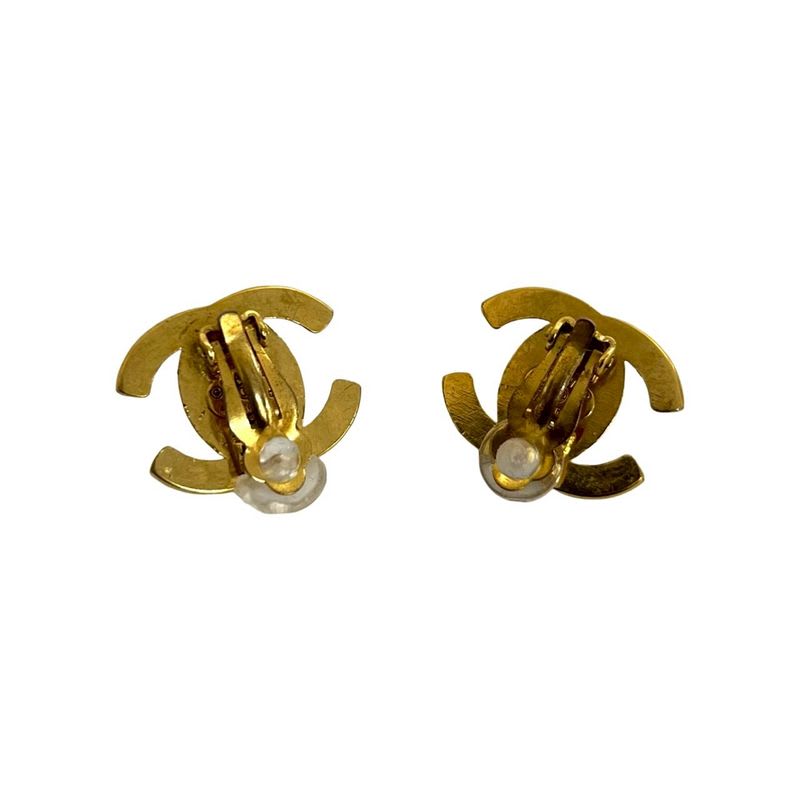 Chanel Vintage Coco Mark Motif GP Earrings Ear Cuff Accessory Gold 96P