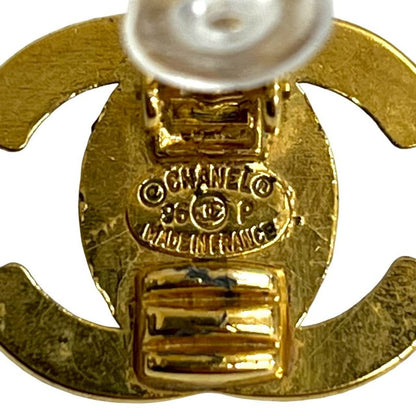 Chanel Vintage Coco Mark Motif GP Earrings Ear Cuff Accessory Gold 96P