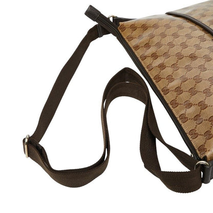 Gucci GG Crystal Crossbody Shoulder Bag Beige Brown PVC Leather Women's