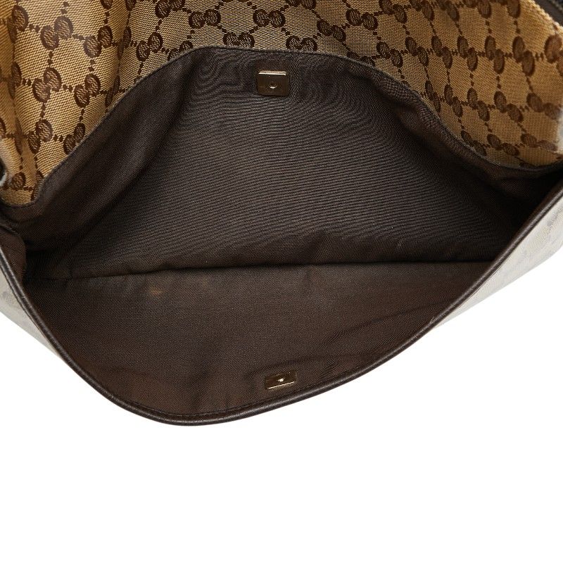 Gucci GG Crystal Crossbody Shoulder Bag Beige Brown PVC Leather Women's