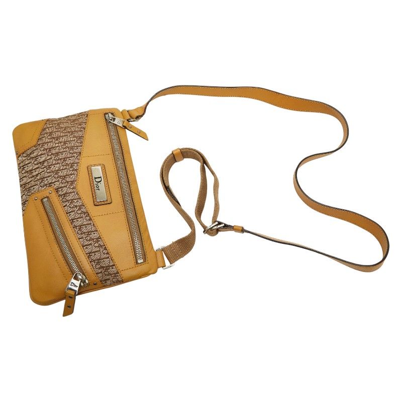 Dior Trotter Crossbody Shoulder Bag Beige Canvas Leather Women's Dior
