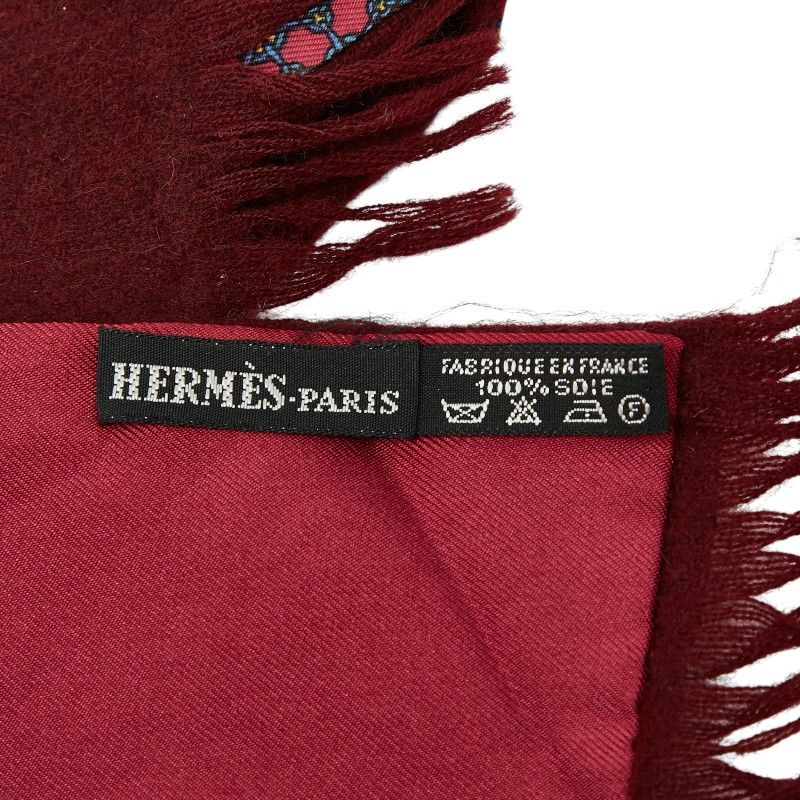 Hermes Double Face Bordeaux Wine Red Silk Cashmere Women's Hermes