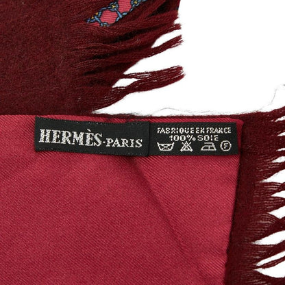 Hermes Double Face Bordeaux Wine Red Silk Cashmere Women's Hermes