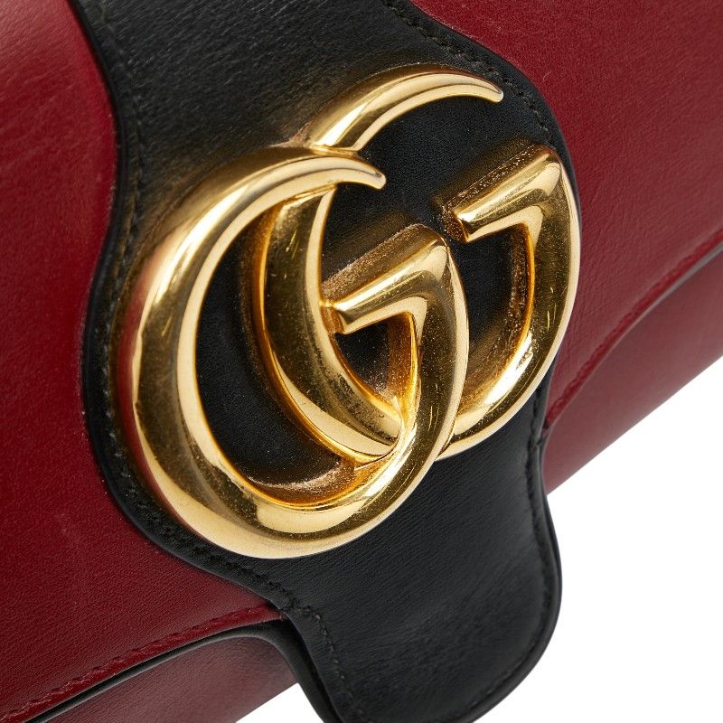 Gucci Ggmarmont Ally Crossbody Shoulder Bag 550129 Red Black Leather Women's