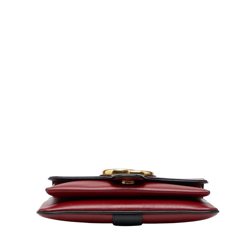 Gucci Ggmarmont Ally Crossbody Shoulder Bag 550129 Red Black Leather Women's