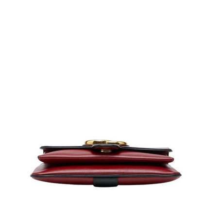 Gucci Ggmarmont Ally Crossbody Shoulder Bag 550129 Red Black Leather Women's