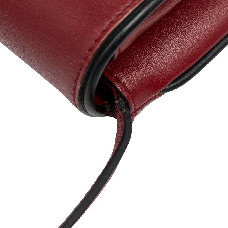 Gucci Ggmarmont Ally Crossbody Shoulder Bag 550129 Red Black Leather Women's