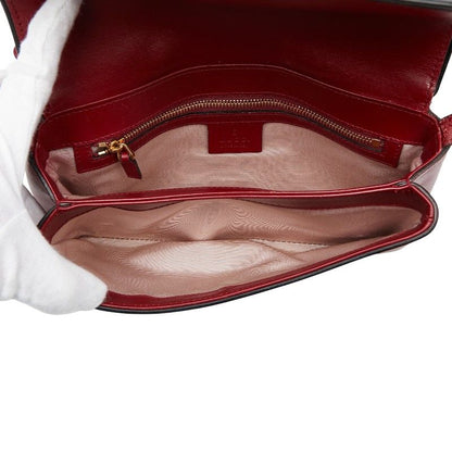 Gucci Ggmarmont Ally Crossbody Shoulder Bag 550129 Red Black Leather Women's