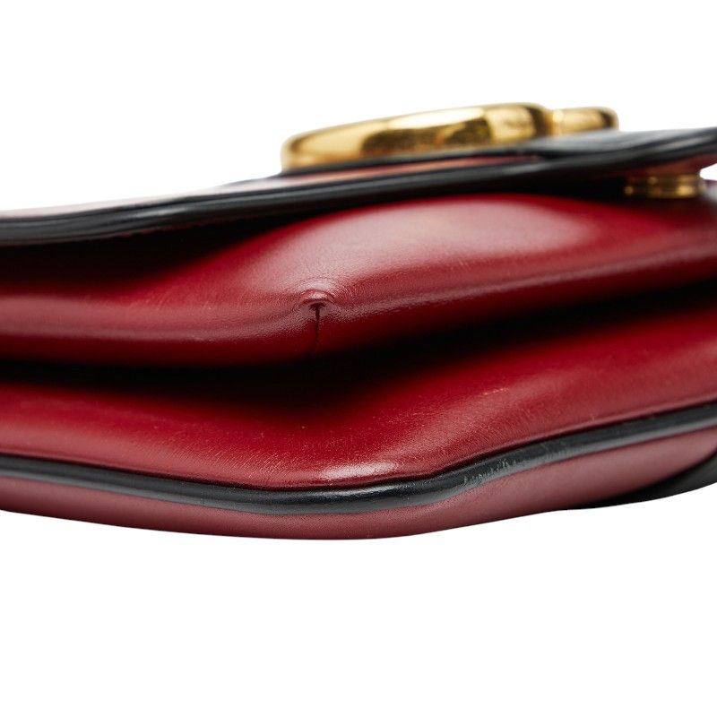 Gucci Ggmarmont Ally Crossbody Shoulder Bag 550129 Red Black Leather Women's