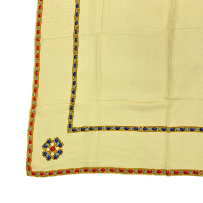 Chanel Scarf Large Silk Logo Coco Mark Yellow