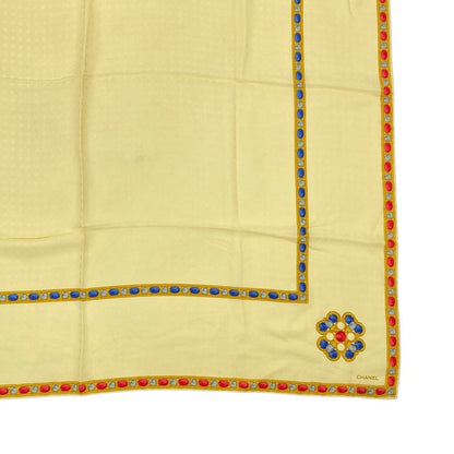 Chanel Scarf Large Silk Logo Coco Mark Yellow