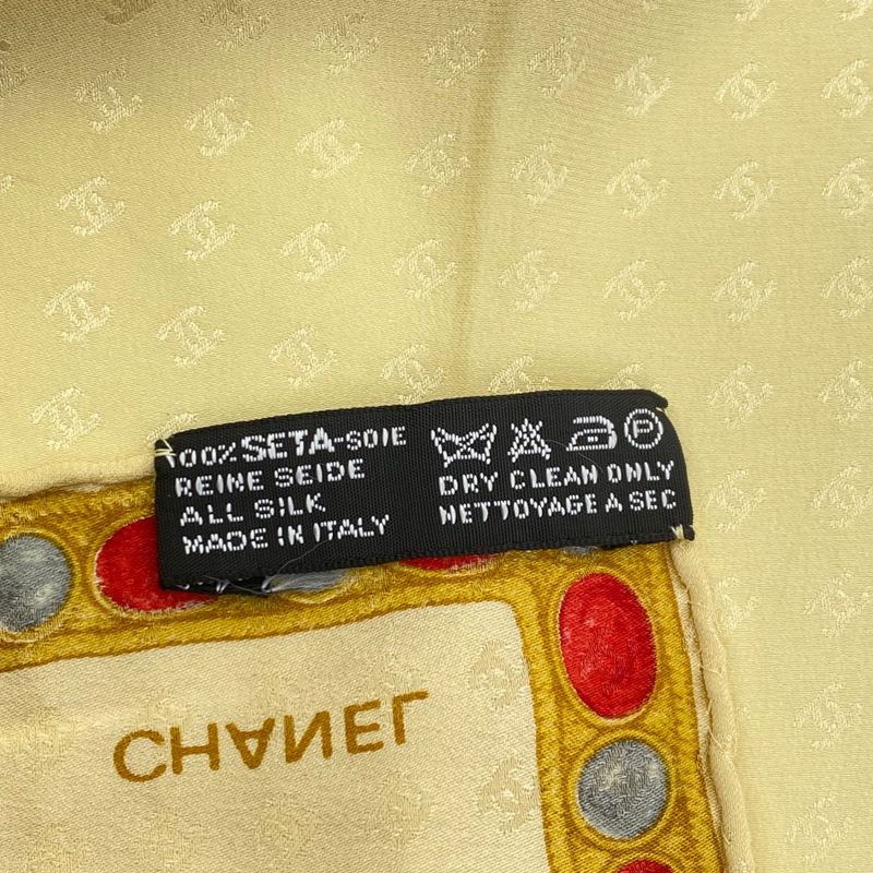 Chanel Scarf Large Silk Logo Coco Mark Yellow