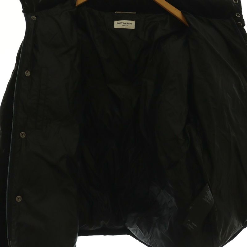 Saint Laurent Paris 671966 Down Jacket Outer Zip Up Snap Button 54 Black NR -