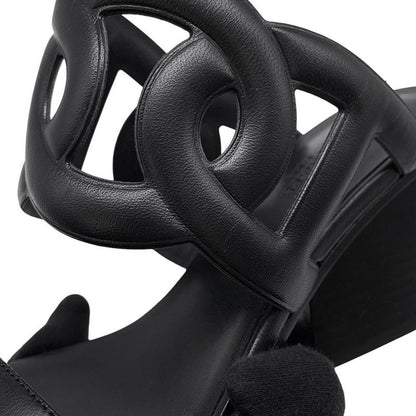 Hermes Sandals Lipari 70 Leather 38.5 Black