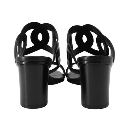 Hermes Sandals Lipari 70 Leather 38.5 Black