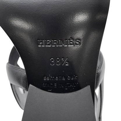 Hermes Sandals Lipari 70 Leather 38.5 Black