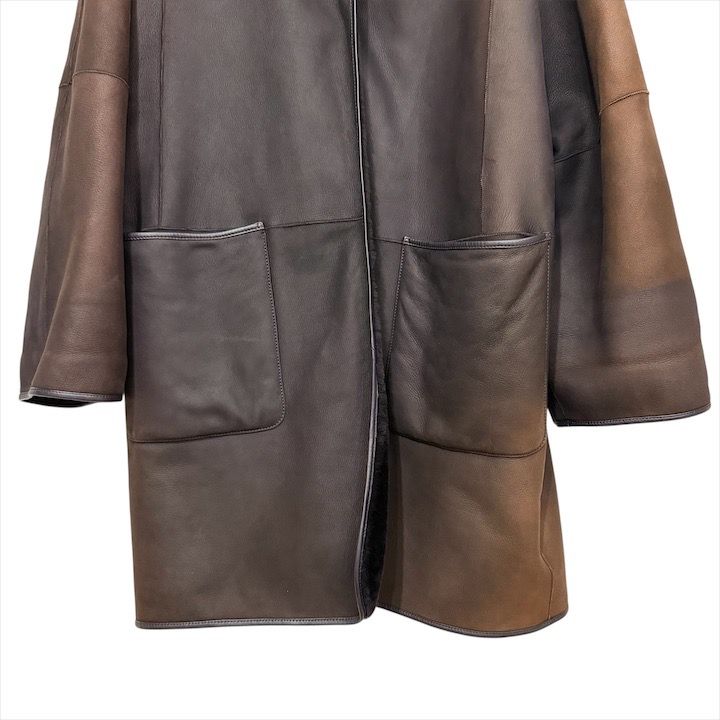 Loewe Mouton Lambskin Gradient Long Coat Brown