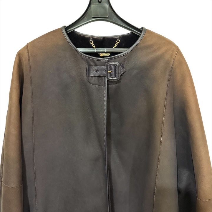 Loewe Mouton Lambskin Gradient Long Coat Brown
