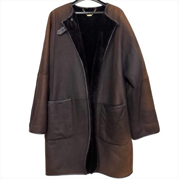 Loewe Mouton Lambskin Gradient Long Coat Brown