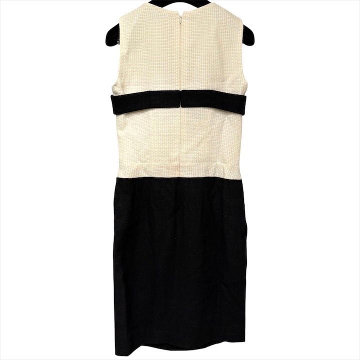 Chanel Ribbon Quilted CC Logo Chain Charm Tweed Dress 36