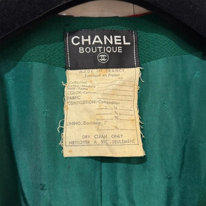 Chanel Super CC Logo Button Vintage Coat Jacket Green
