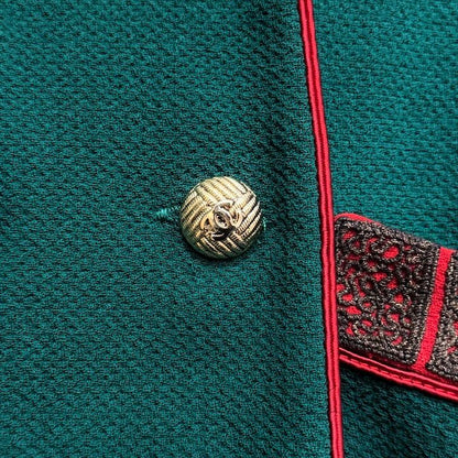 Chanel Super CC Logo Button Vintage Coat Jacket Green