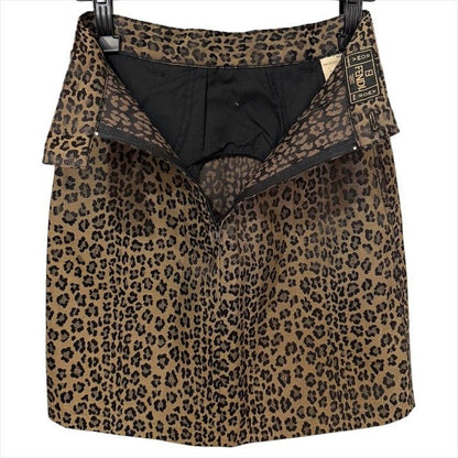 Fendi Leopard Pattern 40 Trapezoid Mini Skirt Brown