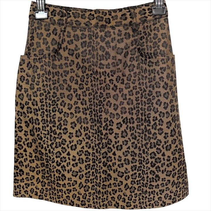 Fendi Leopard Pattern 40 Trapezoid Mini Skirt Brown
