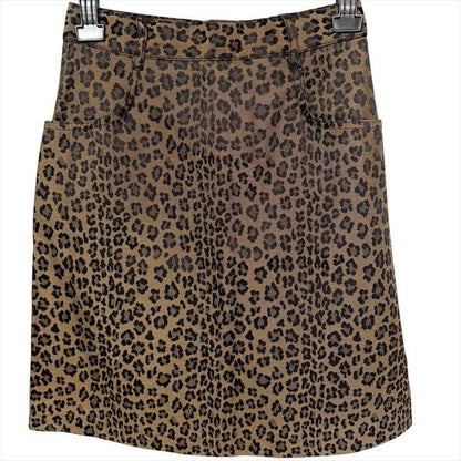 Fendi Leopard Pattern 40 Trapezoid Mini Skirt Brown