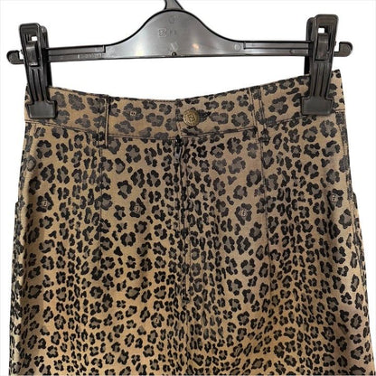Fendi Leopard Pattern 40 Trapezoid Mini Skirt Brown