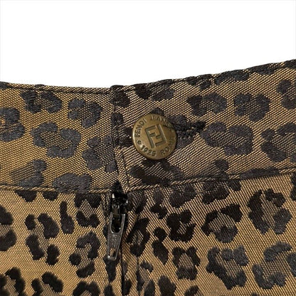 Fendi Leopard Pattern 40 Trapezoid Mini Skirt Brown