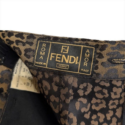 Fendi Leopard Pattern 40 Trapezoid Mini Skirt Brown