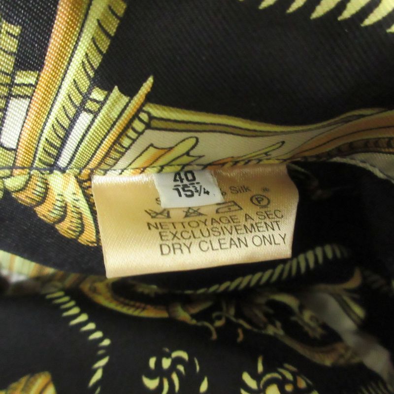 Hermes Lvdovicvs Magnvs Silk Shirt Size 40 Black Men's Women's Used