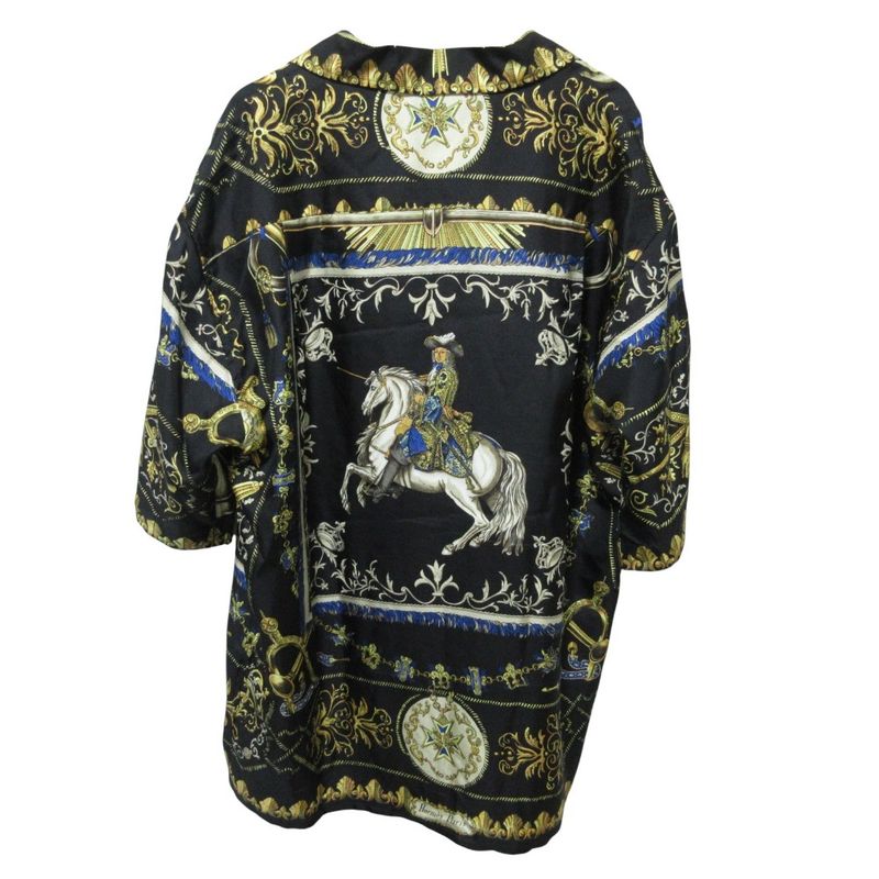 Hermes Lvdovicvs Magnvs Silk Shirt Size 40 Black Men's Women's Used