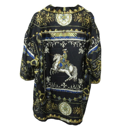 Hermes Lvdovicvs Magnvs Silk Shirt Size 40 Black Men's Women's Used