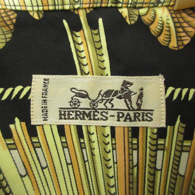 Hermes Lvdovicvs Magnvs Silk Shirt Size 40 Black Men's Women's Used