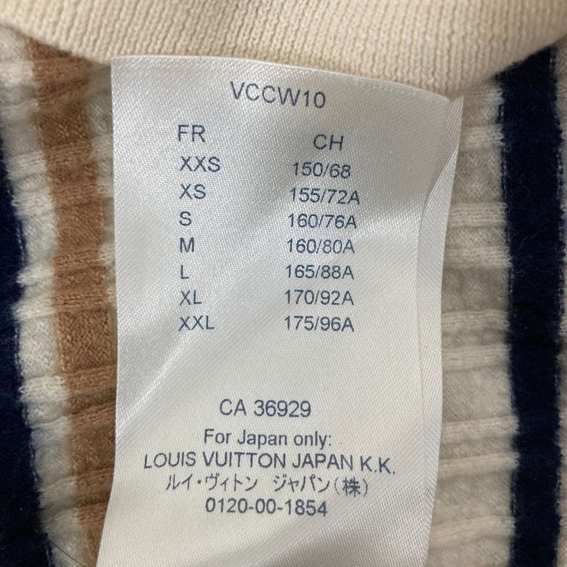 Louis Vuitton Striped Collar Polo Knit Sweater M Size Ivory Ladies Used