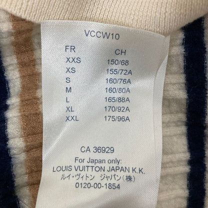 Louis Vuitton Striped Collar Polo Knit Sweater M Size Ivory Ladies Used