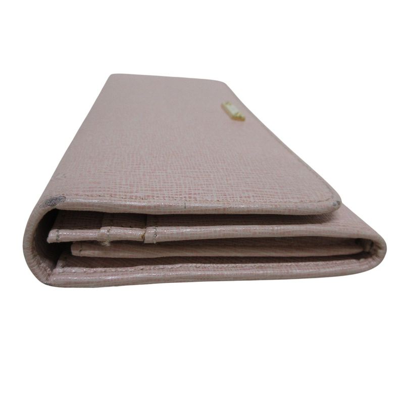 Fendi Leather Logo Plate Bifold Long Wallet 8m0251-00f09 Fondk Pink Ladies