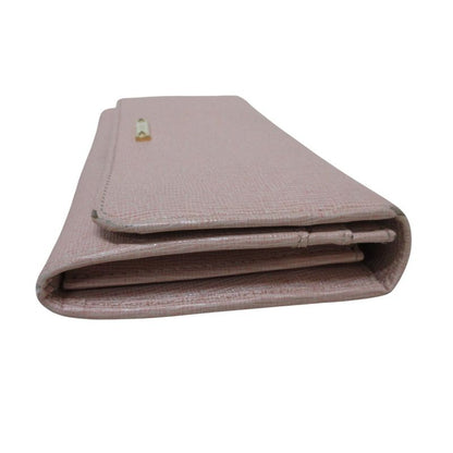 Fendi Leather Logo Plate Bifold Long Wallet 8m0251-00f09 Fondk Pink Ladies