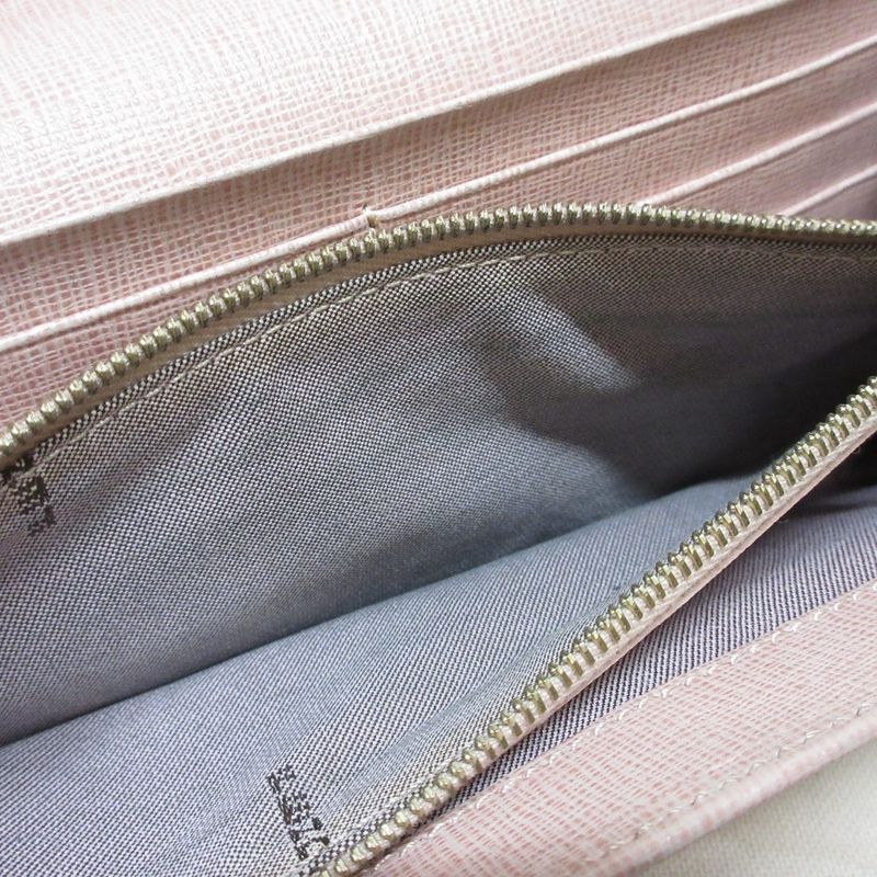 Fendi Leather Logo Plate Bifold Long Wallet 8m0251-00f09 Fondk Pink Ladies