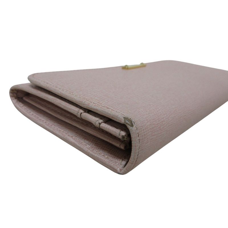 Fendi Leather Logo Plate Bifold Long Wallet 8m0251-00f09 Fondk Pink Ladies