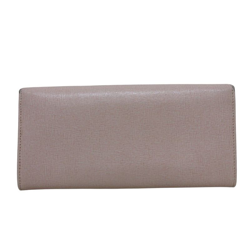 Fendi Leather Logo Plate Bifold Long Wallet 8m0251-00f09 Fondk Pink Ladies