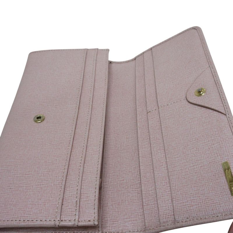 Fendi Leather Logo Plate Bifold Long Wallet 8m0251-00f09 Fondk Pink Ladies