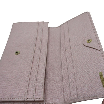 Fendi Leather Logo Plate Bifold Long Wallet 8m0251-00f09 Fondk Pink Ladies
