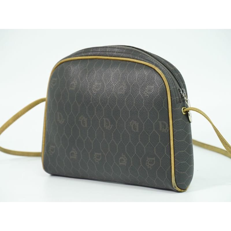 Christian Dior Honeycomb Pattern Shoulder Bag Pochette Black